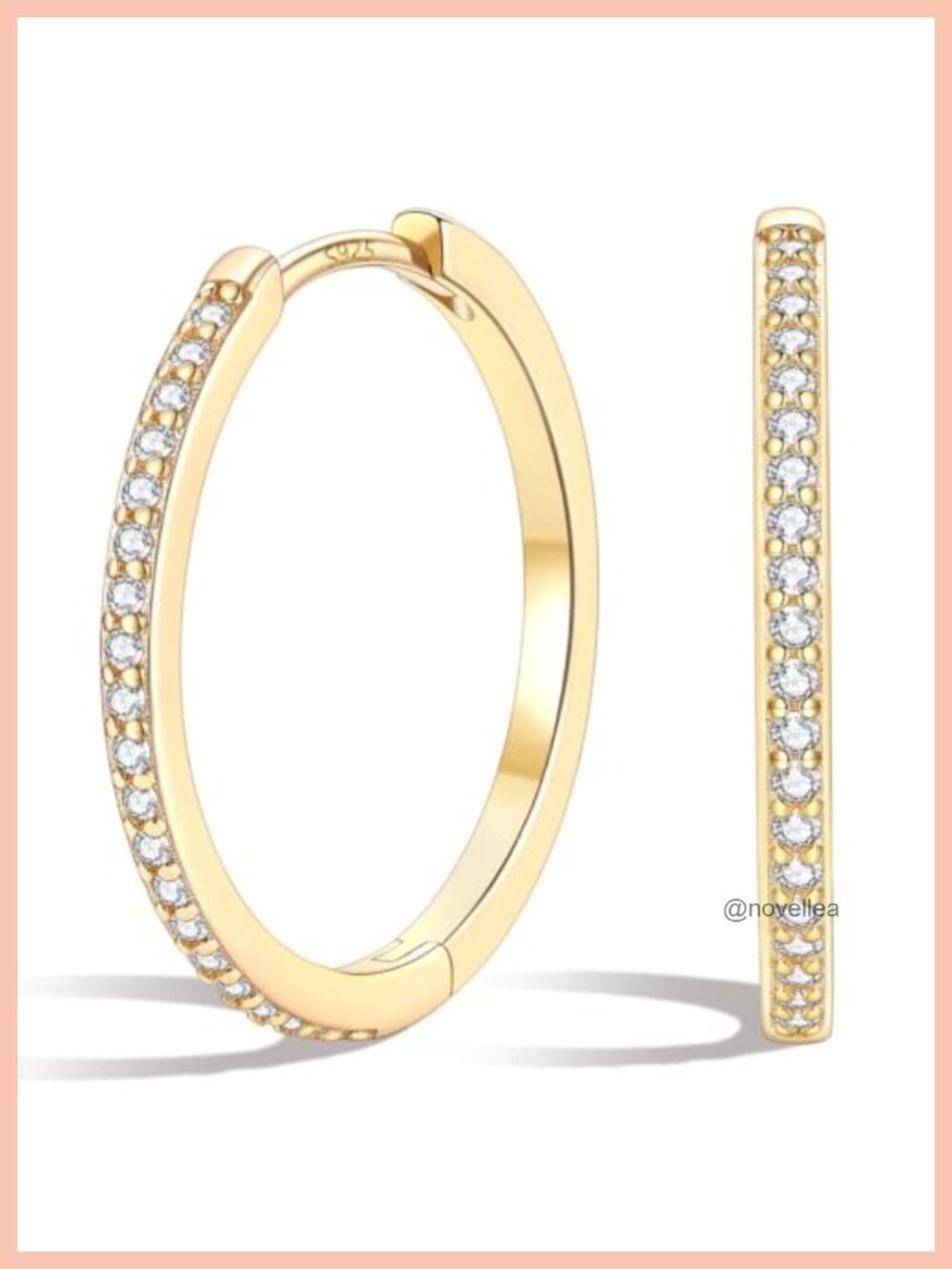 925 Sterling Silver CZ Huggie Hoop Earrings 14k Gold Plated